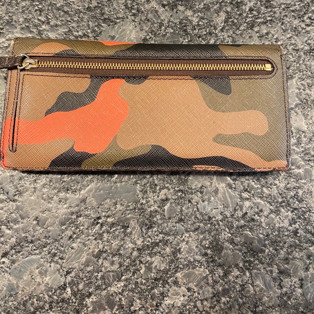 Brown and orange camo wallet